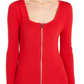 INC International Concepts Women's Square Neck Zip Front Sweater Medium Red Size XX-Large