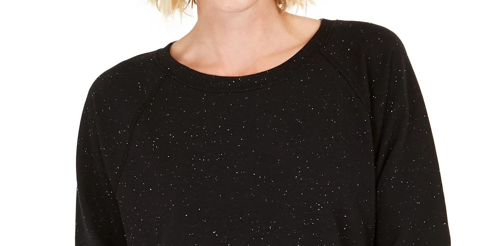 Style & Co Women's Speckled Sweatshirt Black Size X-Small