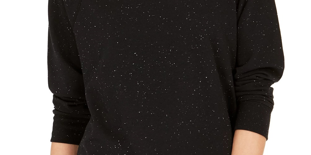 Style & Co Women's Speckled Sweatshirt Black Size X-Small