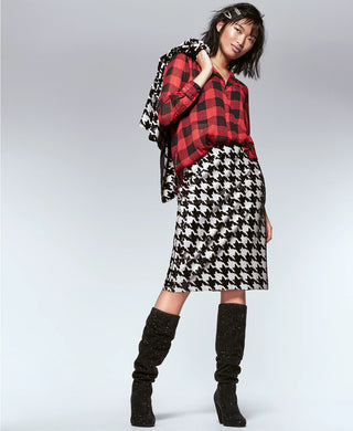 Bar III Women's Metallic Plaid Surplice High-Low Tunic Top Dark Red Size X-Small