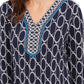 JM Women's Collection Printed Tunic Navy Size Small