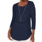 JM Collection Women's Wavy Textured Knit Top Blue Size Large
