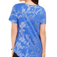 JM Collection Women's Short Sleeve Metallic Print T-Shirt Blue Size Small