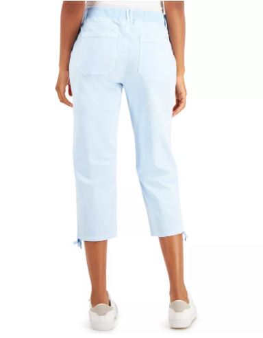 Style & Co Women's Tie Hem Capri Pants Bright Blue Size 4