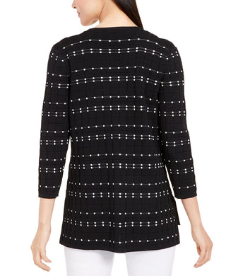 Alfani Women's Open-Front Textured Cardigan Black Size Large