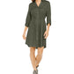Style & Co Women's Solid Utility Shirtdress Green Size X-Large