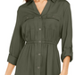 Style & Co Women's Solid Utility Shirtdress Green Size X-Large