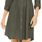 Style & Co Women's Solid Utility Shirtdress Med Green Size X-Small