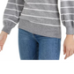 Maison Jules Women's Striped Puff-Sleeve Sweater Gray Size X-Small