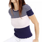 Maison Jules Women's London Printed Scalloped Top Navy Size Medium