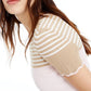 Maison Jules Women's London Printed Scalloped Top Beige Size Small