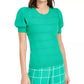 Maison Jules Women's Puff-Sleeve Sweater Green Size Small