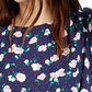 Maison Jules Women's Floral-Print Button-Back Woven Top Navy Size Large
