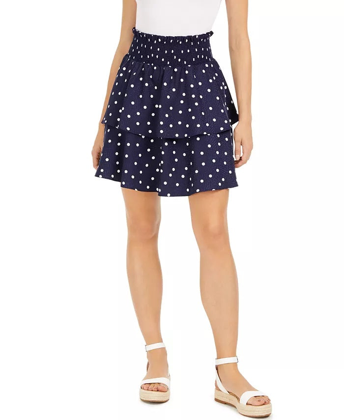 Maison Jules Women's Printed Tiered Skirt Navy Size Small