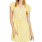 Maison Jules Women's Printed Drawstring-Waist Dress Med Yellow Size Medium