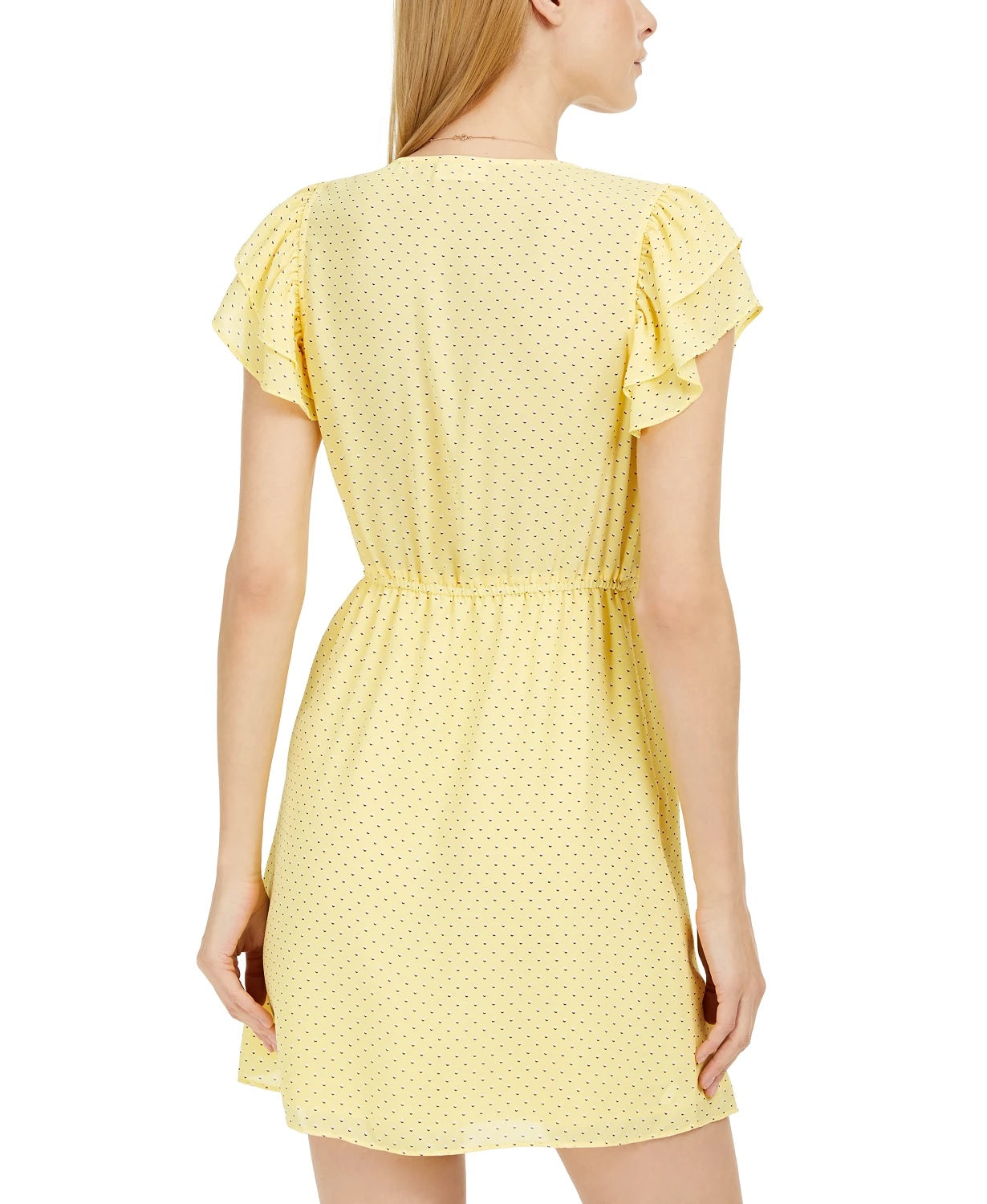 Maison Jules Women's Printed Drawstring-Waist Dress Med Yellow Size Medium
