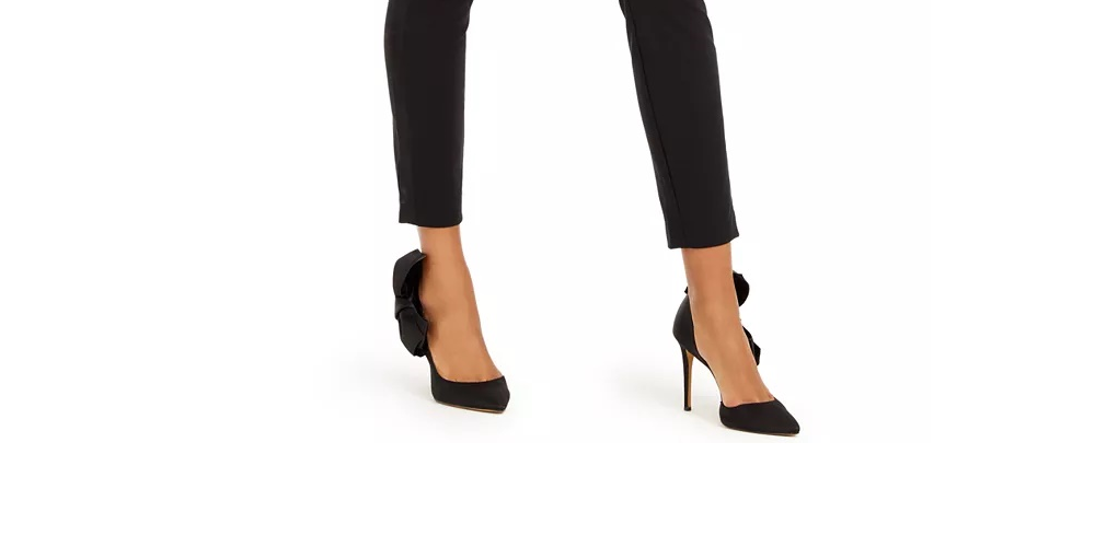 INC International Concepts Women's Bow Detailed Tapered Ankle Pants Black Size 2