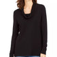 Charter Club Women's Cowlneck Top Black Size X-Large