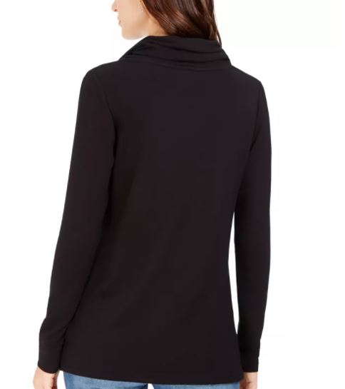 Charter Club Women's Cowlneck Top Black Size X-Large