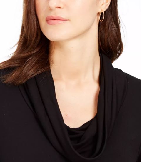 Charter Club Women's Cowlneck Top Black Size X-Large