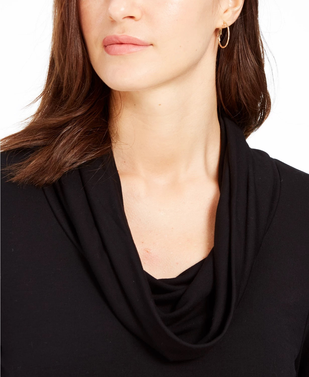 Charter Club Women's Cowlneck Top Black Size Medium