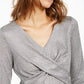 INC International Concepts Women's Criss Cross Shine Top Silver Size XX-Large
