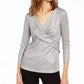 INC International Concepts Women's Criss Cross Shine Top Silver Size Medium