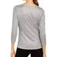INC International Concepts Women's Criss Cross Shine Top Silver Size Medium