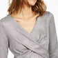 INC International Concepts Women's Criss Cross Shine Top Silver Size Medium