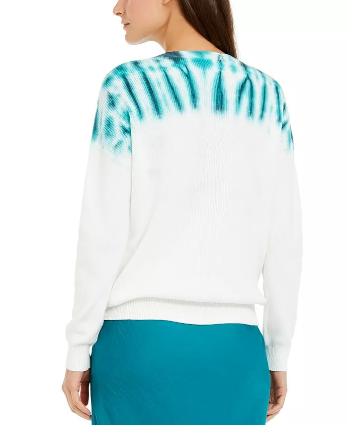 International Concepts Women's Cotton Tie-Dye Sweater Green Size Extra Large