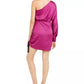 Bar III Women's One Shoulder Ruched Sheath Dress Pink Size 12