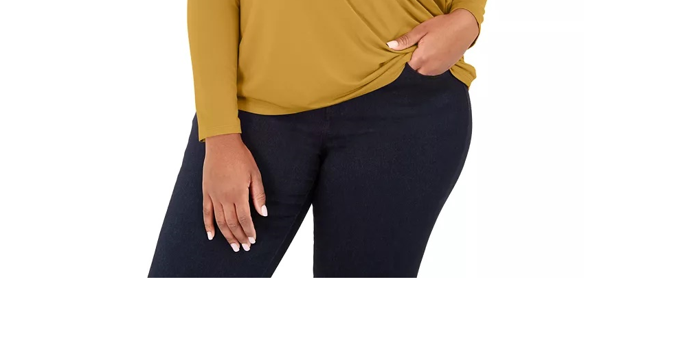 INC International Concepts Women's Plus Size Surplice-Front Top Brght Orange Size 1X