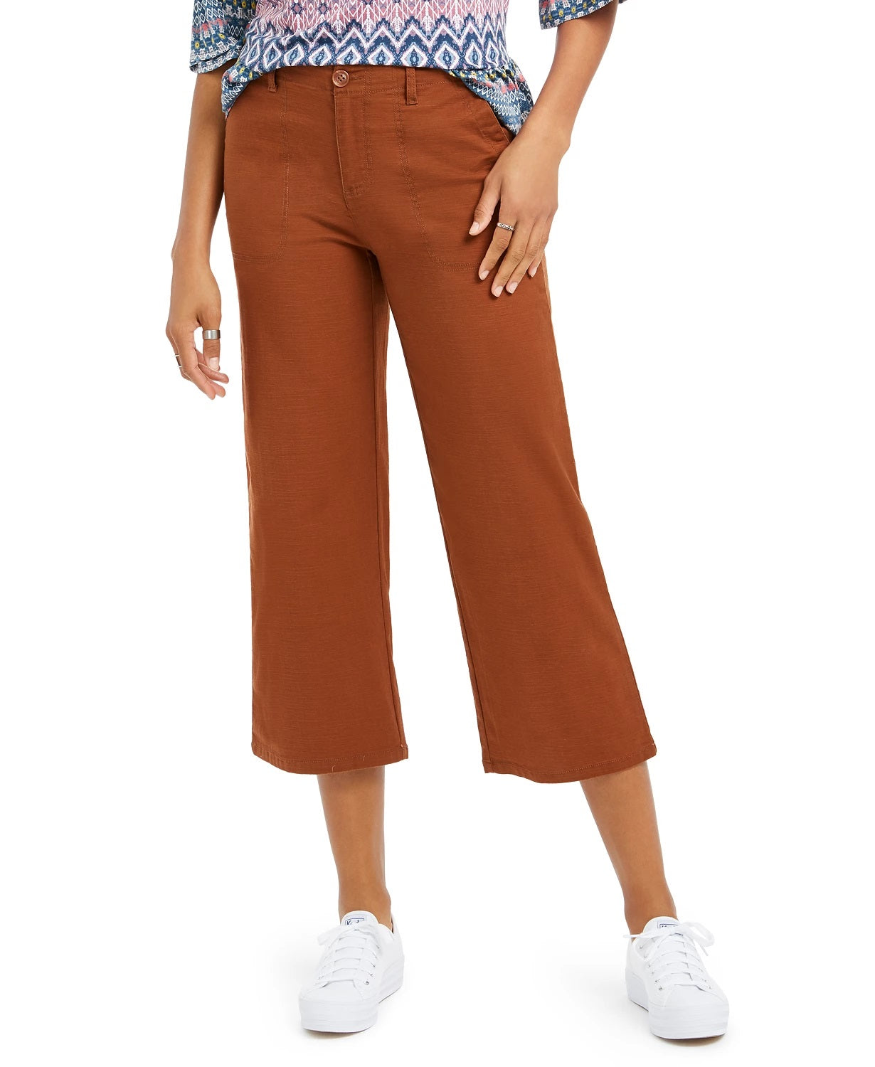 Style & Co Women's Wide Leg Cropped Pants Medium Brown Size 10