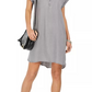 Style & Co Women's High Low Chambray Shirt Dress Grey Size Large
