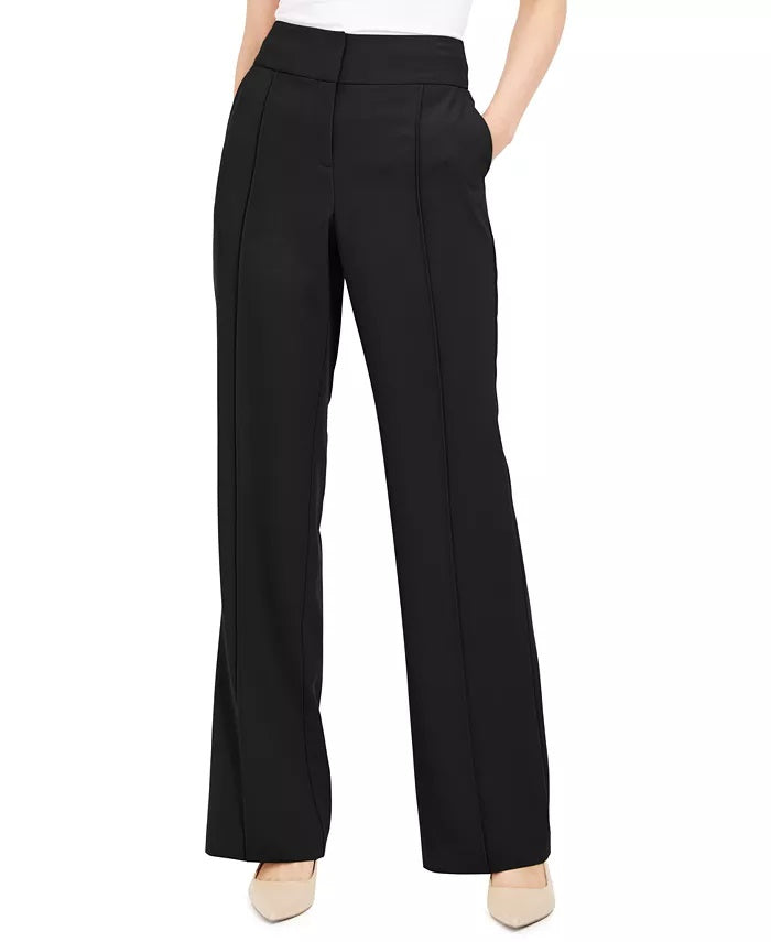 Alfani Women's Pintuck Tummy Control Trousers Black Size 4 Petite