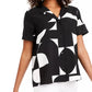 Alfani Women's Colorblocked Blouse Black Size Small
