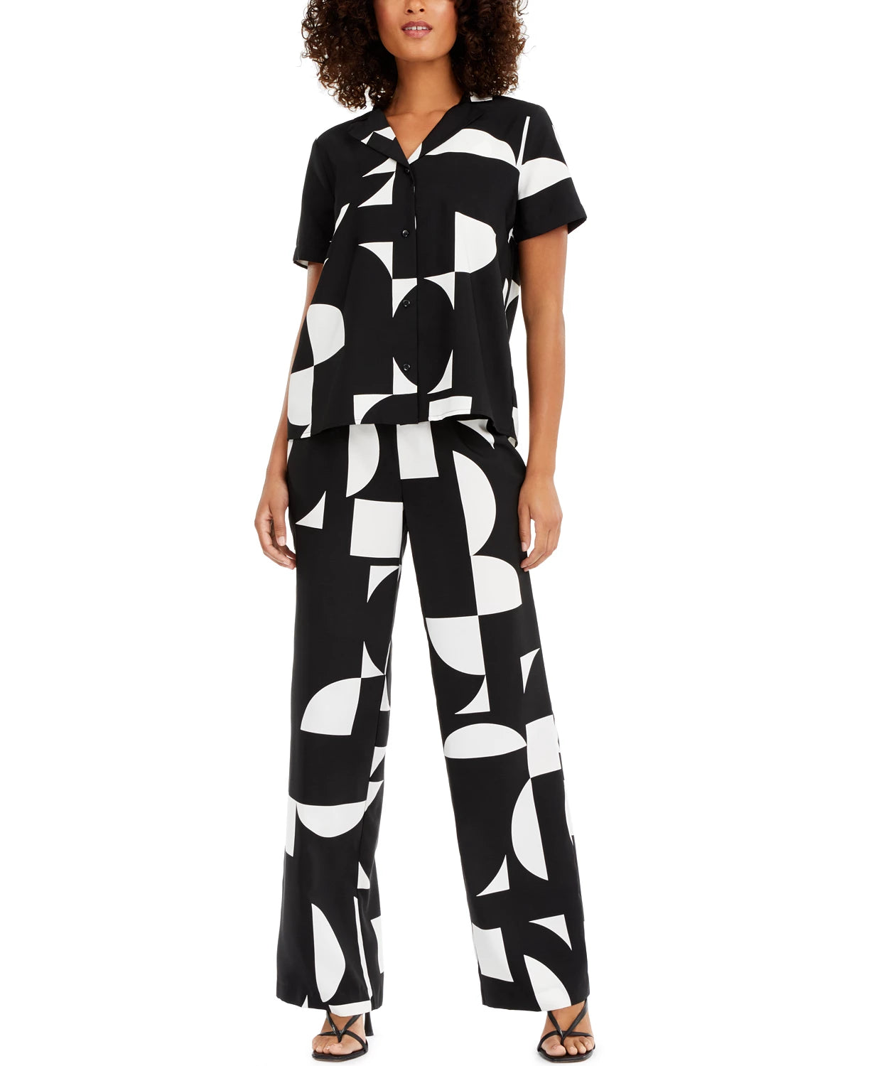 Alfani Women's Colorblocked Blouse Black Size Small