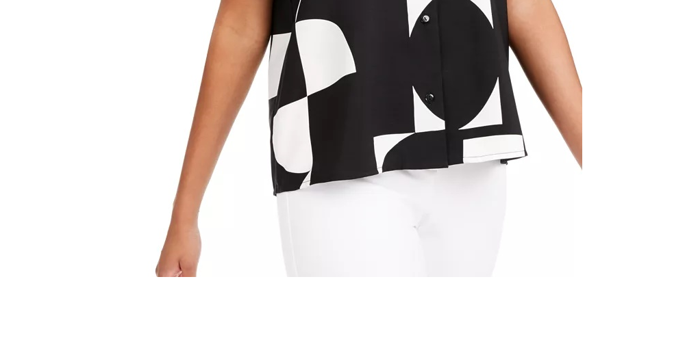 Alfani Women's Colorblocked Blouse Black Size Small