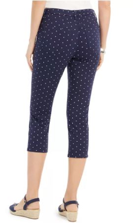 Charter Club Women's Polka Dot Printed Bristol Tummy Control Capri Jeans Blue Size 10