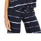 Style & Co Women's Striped Tie Dyed Tie Front Blouse Navy Size Large