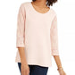 Style & Co Women's Eyelet Sleeve Cotton Top White Size Large