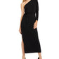 INC International Concepts Women's One Shoulder Belted Maxi Dress Black Size Petite Medium