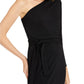 INC International Concepts Women's One Shoulder Belted Maxi Dress Black Size Petite Medium