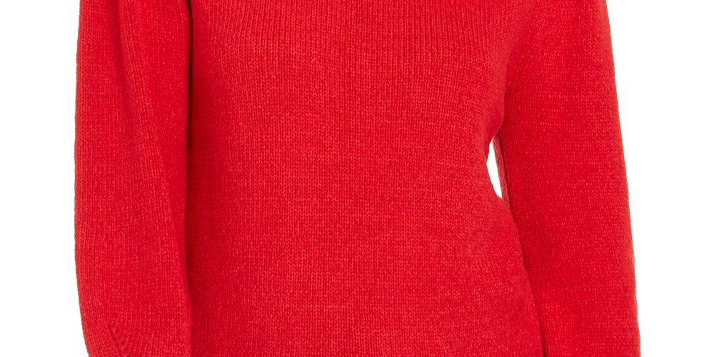 Style & Co Women's Puffy Sleeve Sweater Dark Red Size Large