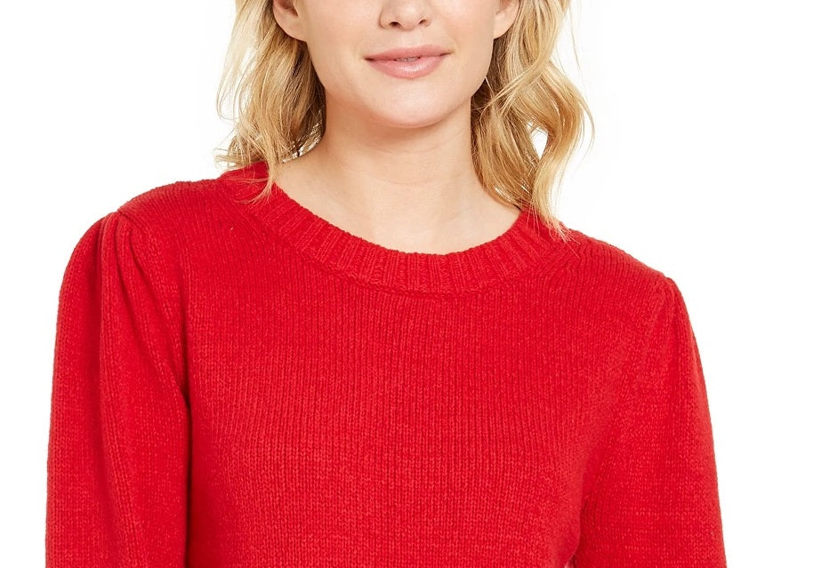 Style & Co Women's Puffy Sleeve Sweater  Red Size Small