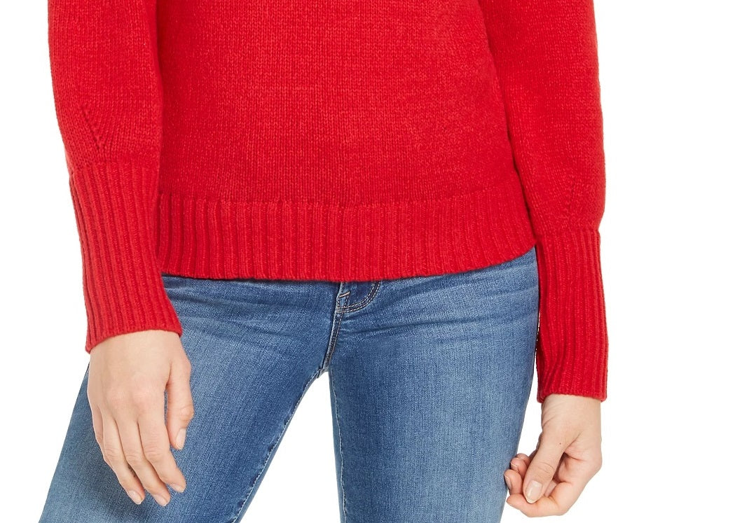 Style & Co Women's Puffy Sleeve Sweater  Red Size Small