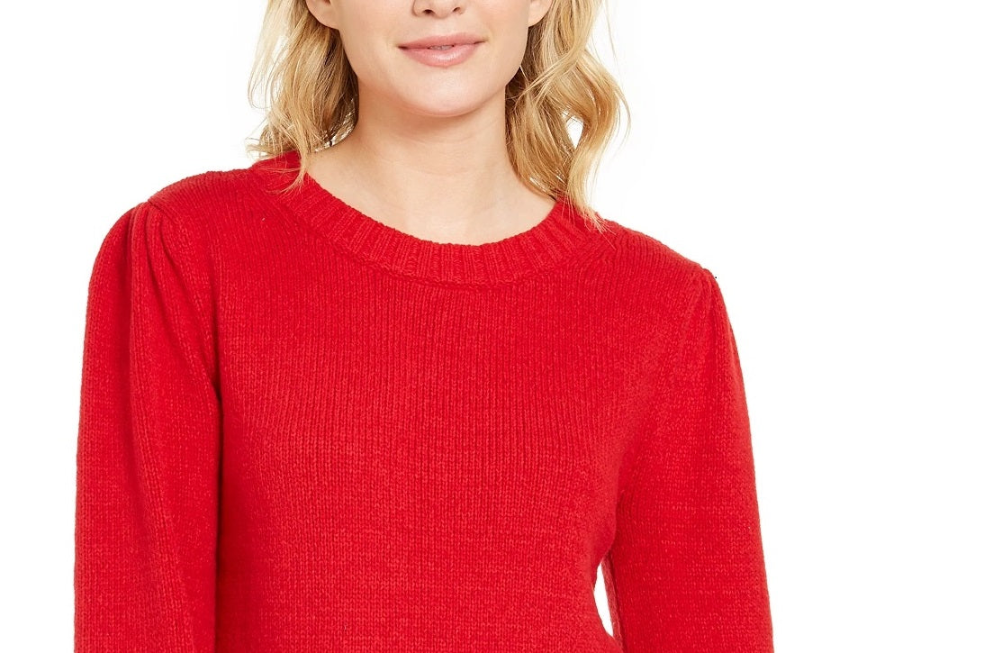 Style & Co Women's Puffy-Sleeve Sweater Dark Red Size X-Large