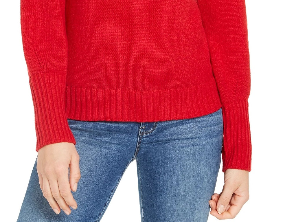 Style & Co Women's Puffy-Sleeve Sweater Dark Red Size X-Large