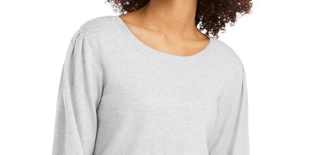 Style & Co Women's Pull-Sleeve Blouson Sweater Silver Size Small