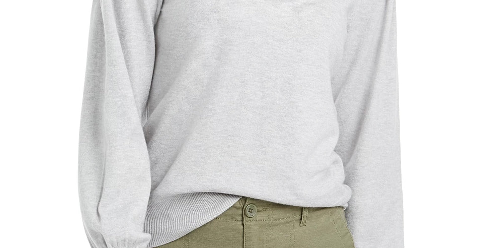 Style & Co Women's Pull-Sleeve Blouson Sweater Silver Size Small